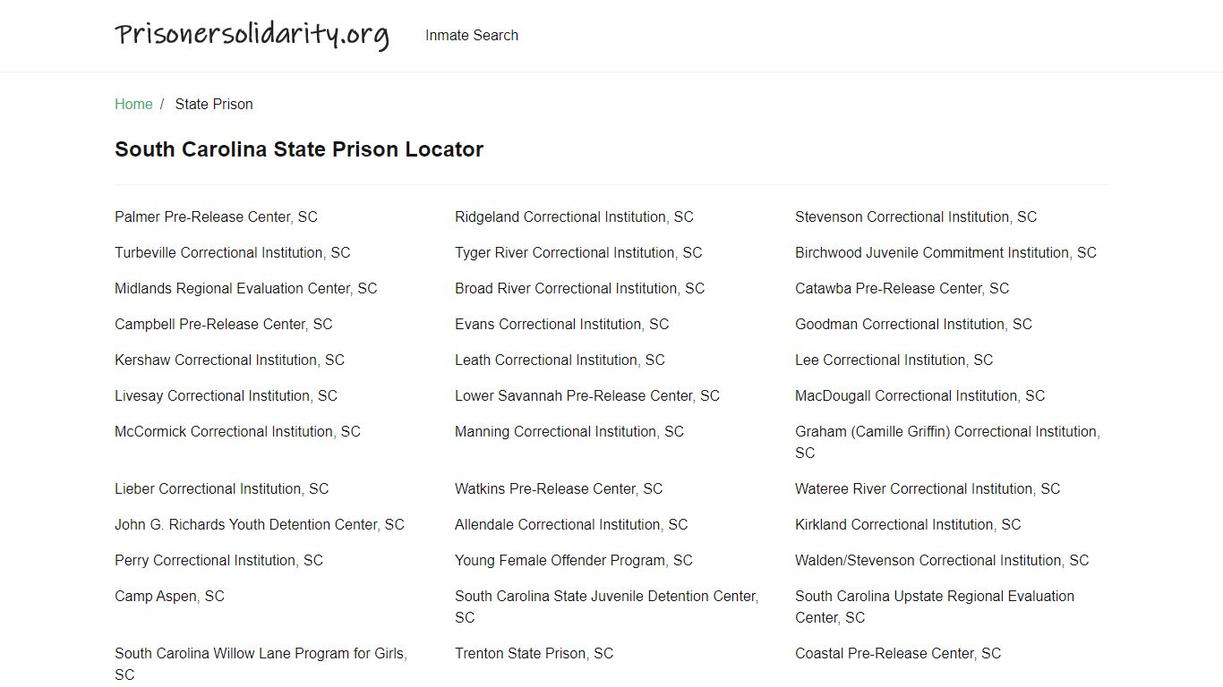 South Carolina State Prison Inmate Search | Free Inmate Lookup